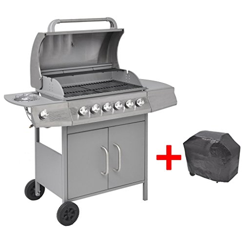 yorten Gas Barbecue Grill 6+1 Cooking Zone Silver