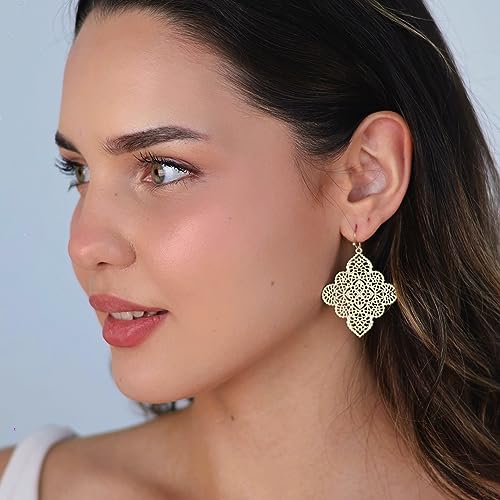 POMINA Floral Celtic Filigree Gold Dangle Drop Earring Boho Fashion Geometirc Filigree Earrings for Women2