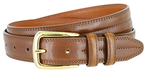 2923 Center Stitched Dress Genuine Leather Belt 1-1/8