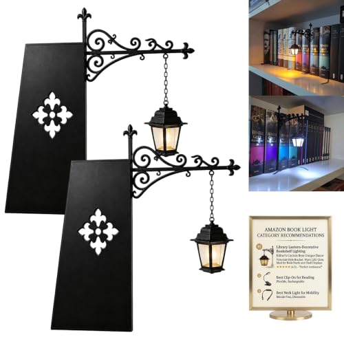 Library Lantern Decorative Bookshelf Light Vintage Hanging Bookend Lamp