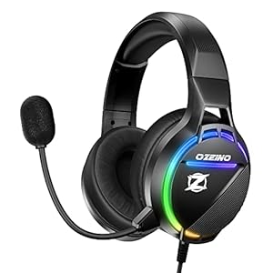 Ozeino Gaming Headset for PS4 PS5 Xbox Series X|S, Xbox One, 3D Stereo Surround Headset with Microphone, Lightweight Comfortable, RGB Dynamic Lighting Gaming Headphones for PC, Switch, Laptop, Mobile