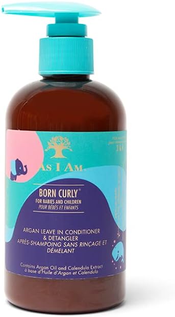 As I Am Born Curly argan Conditioner Leave-in & Detangler 240ml/8oz (kids), cream, (Pack of 1)
