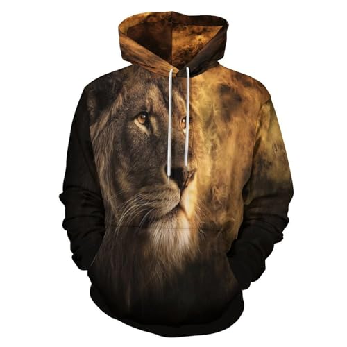 Sweat lion 3D pull à capuche confortable contre le froid style sauvage