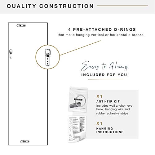 Image of MCS Ezra 24.66x68.66 Large Floor Mirror, White Woodgrain & Beveled Mirror, Vertical & Horizontal Wall Hanging Mirror for Bathroom, Bedroom & Livingroom