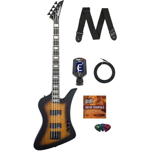 Jackson Kelly Bird JS2 Bass Guitar - Tobacco Burst Bundle with Cable, Tuner, Strap, Picks, and...