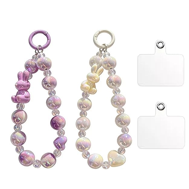 2 Pcs Cute Beaded Phone Charms Set in White & Purple, Multi-Functional Decor Accessories for Phones, Keys & Bags, Fashion Jewelry for Teen Girls & Young Women-image-11