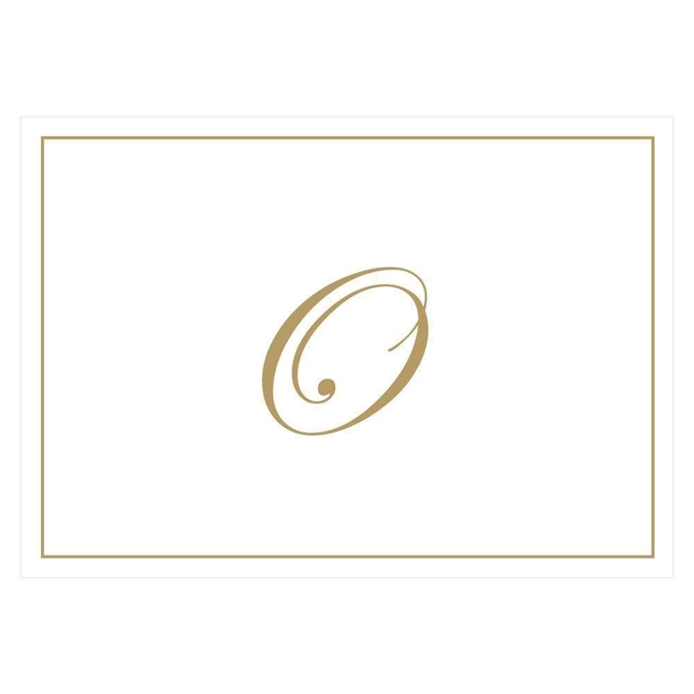 Caspari Gold Embossed Initials Boxed Note Cards in Letter O, 8 Cards &amp; Envelopes