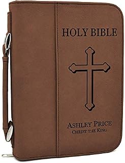 Custom Bible Cover | Holy Bible Cover with Cross | Personalized - Dark