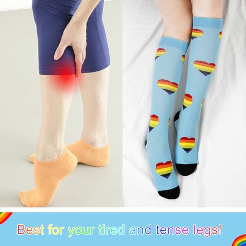 Image of Junely Compression Socks for Women Knee High Festival for Running Athletic Nurses Pregnant Women Work Support Travel Flight