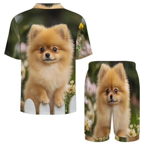 Funny Pomeranian Dog Mens Pajamas Set Short Sleeve Sleepwear Summer Pjs Sets 2 Piece Loungewear Nightwear4