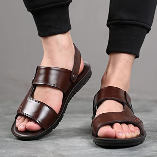 Men's Beach Sandals, Men's Leather Sport Sandal, Open Toes Sandals Casual Elastic Beach Slippers for Summer3