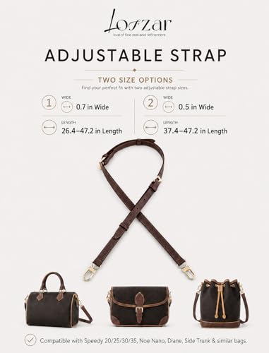 Image of Vachetta Bag Strap for LV Speedy Boulogne Noe and More, Ebene | 0.5 In Wide Adjustable Bag Strap For Shoulder Or Crossbody Carry, Daily Outings, Travel, And Bags Without Side Strap Clasps