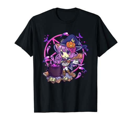 Carino Kawaii Chibi Anime Halloween Strega Bambini Teen Girl Maglietta