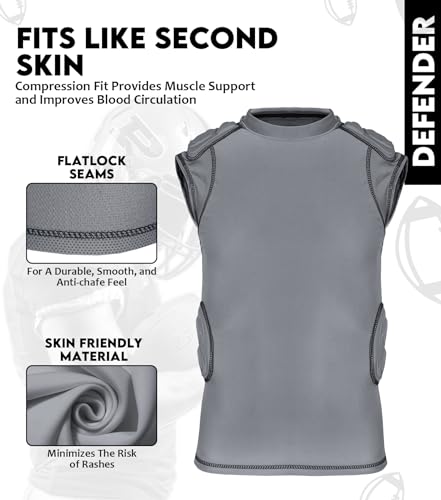 Exxact Sports Defender 5-Pad Adult Padded Football Shirt (Gray, A2XL) by Exxact Sports - Used condition - Image 10