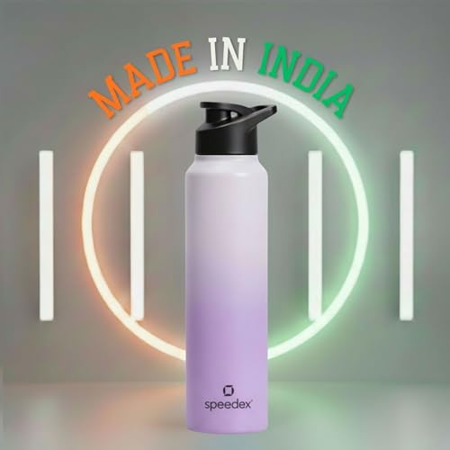 Image of Speedex Stainless Steel Water Bottle 1 Ltr, Leak Proof Sipper Cap, BIS Approved 1000 ml Metal Bottle For Daily, Office, School, Gym, Travel Use for Men, Women, Kids, Adults, Dual Purple, Set of 2