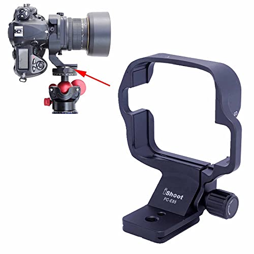 iShoot - Staffa di supporto per treppiedi CNC, per Nikon PC-E Micro NIKKOR 85 mm f/2.8D Tilt-Shift, piastra a sgancio rapido da 46 mm per Arca Fit Treppiede testa a sfera