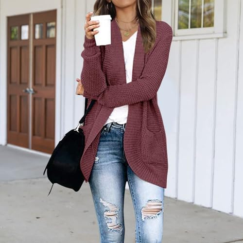 Womens Cardigan Sweaters Long Sleeve Open Front Long Cardigans with Pockets Cute Fall Light Slouchy Sweater Jackets4