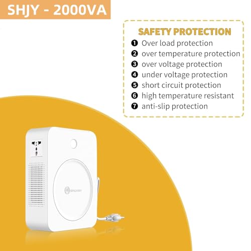 SUNSHUN 2000W 110v to 220v Converter Step Up Voltage Transformer 110v/120V to 220V/240V with 2 Output Sockets for Europe Asia Appliances Used in US 2000 Watts White