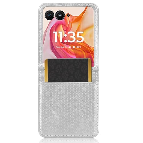Adatto per custodia per Telefono Motorola Razr 50 Ultra a Pois Pattern Multi-Card Slot Design Custodia Protettiva-Argento