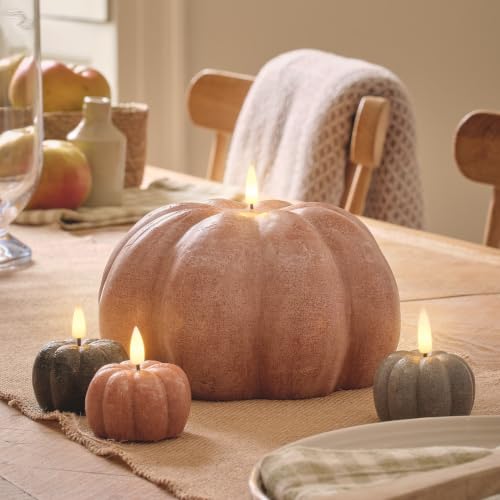 Lights4fun 3er Kürbiskerzen Used-Look | LED Batterie Timer Fernbedienung – Bild 3