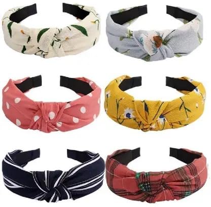 Knot Headbands for Women and Girls – Stylish Wide Hairbands with Floral and Polka Dot Design – Comfortable Non-Slip Hair Accessories for Travel and Makeup (Multicolor, 6 Pecs)-image-20