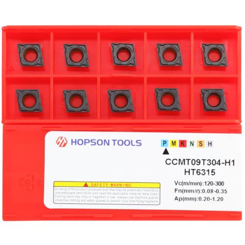 Hopson Tools Insertos de torneado de carburo Ccmt32.51 / Ccmt09T304 PF para acabado de acero de corte, CCMT para herramientas de torneado de torno, 10 unidades.