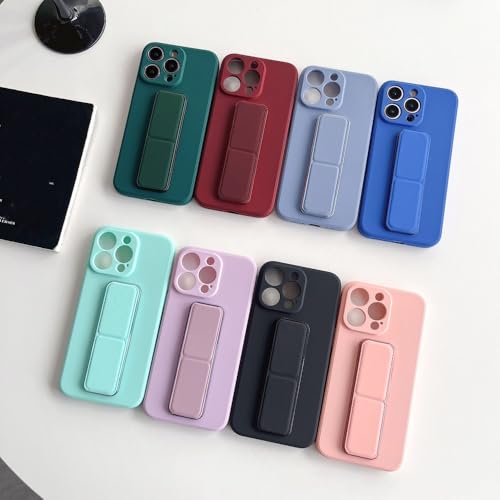Coque antichute iPhone 13 silicone vert pastel support mains libres - 5