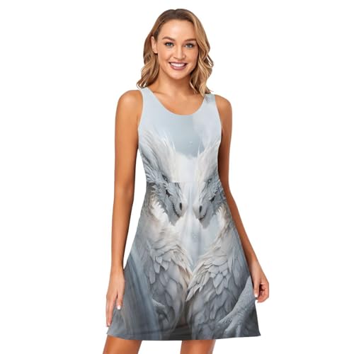 Image of ALAZA Women's Summer Dress Sun Dress Sleeveless with Pockets
