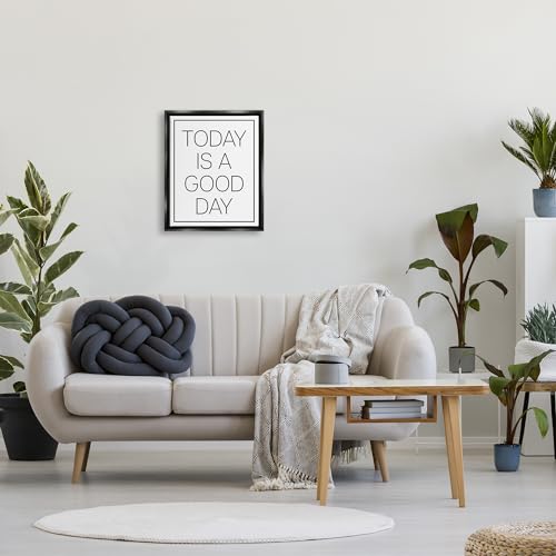 Image of Stupell Industries 'Minimal Good Day Phrase'| Floating Frame Canvas Art | Stupell Industries | Black, 17 x 21 Inches, Easy to Hang and Sturdy, Made in USA, by Lil' Rue