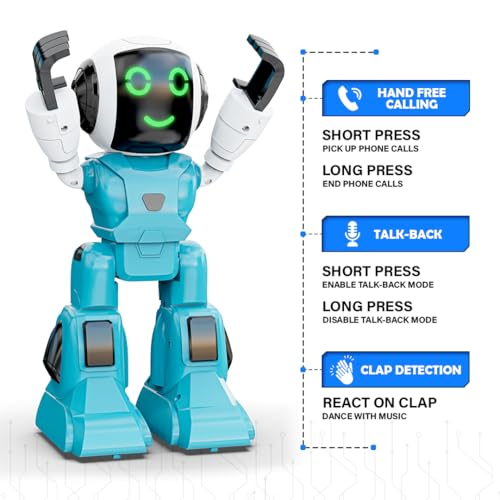 Image of Mirana Moonwalker | Smart Interactive Chat-GPT AI Robot Toy for Kids | USB Rechargeable Type-C | AR Games & in-Built Bluetooth Speaker | Remote & App Controlled | for Boys & Girls 2+ Years (Sky Blue)