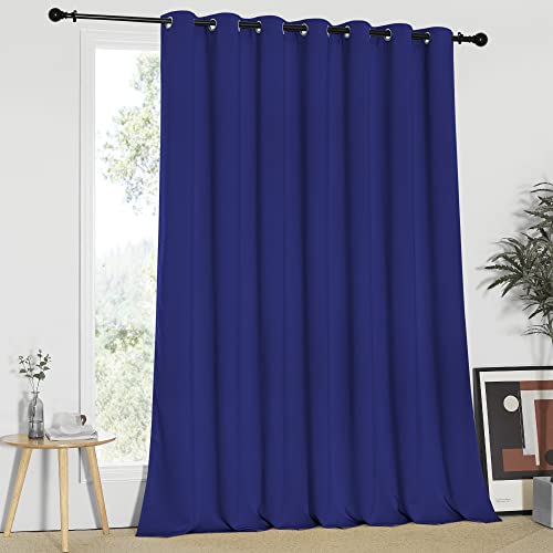 NICETOWN Blackout Wide Sliding Door Curtains - Insulated Noise Reduction Drapes, Privacy Vertical Blind for Living Room & Bedroom (Dark Blue, W100 x L95 inches)