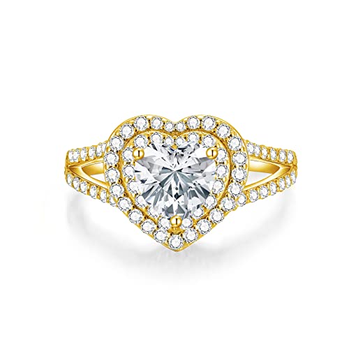 925 Sterling Silver 1.4 Carat (ctw) Heart-Cut Halo Moissanite Engagement Rings for Women, Customizable Sterling Silver, 10k gold, 14k gold, 18k gold