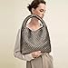 Women Vegan Leather Hand-Woven Tote Handbag Fashion Shoulder Top-handle Bag All-Match Underarm Bag with Purse (Bronze)