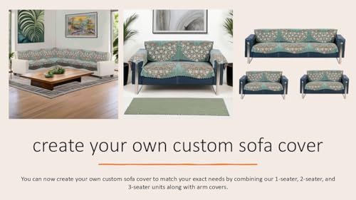 Image of Premium Chenille Woven Anti-Slip 5 Seater Sofa Cover | L-Shape Sofa Seat Protector for Living Room | Durable & Stylish Slipcover - Teal - Phoolkari