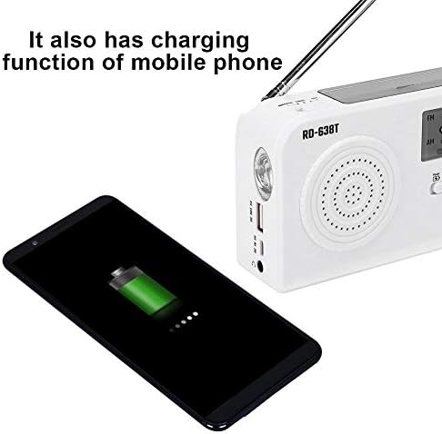 Vista 7 de Radio FM solar portátil, linterna LED de emergencia multifuncional de 3 vías, radio FMAM y cargador de teléfono celular, perfecto para exteriores