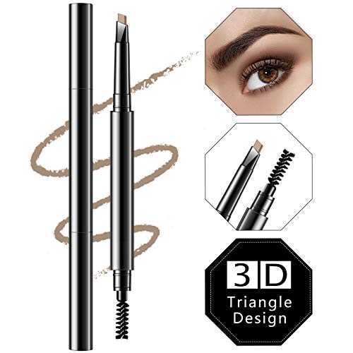 2 Pieces Eyebrow Pencil Long Lasting Eyebrow Pencil with Brush, Waterproof Brow Pencil Retractable Brow Pencil Sweat-proof Smudge-Proof Eye Brow Makeup Kit for Makeup (Light Brown)