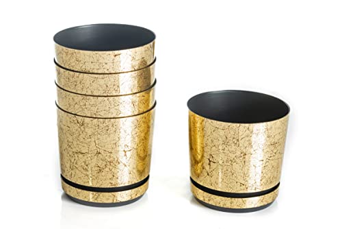 KORAD Conjunto de 5 macetas con Plato de 12 cm de diámetro, Modelo 012 - Oro...