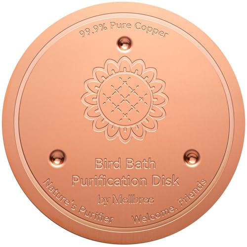 Mellbree Bird Bath Copper Disk, 0.6mm Reinforced 99.99% Pure Copper Cleaning Disk for Physical Safe Clean Water, Universal Fit for Outdoor Birdbath, Bowl, Bird Bath Heater Solar (Sunflower)