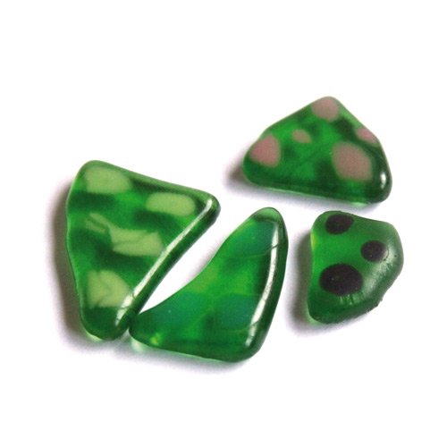 Nuggets vidrio, Leopard Bits, 10 ~ 40 mm, Mix- verde, 150g