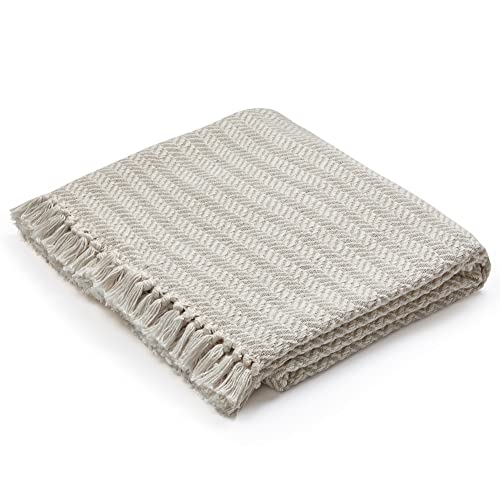 Americanflat 50x60 Throw Blanket - Soft and Breathable Cotton Throw Blanket for Couch, Bed, Chair - Decorative Blankets Perfect for Home, Office, or Outdoor Use - Cream and Beige Zig Zag Design - Image 5
