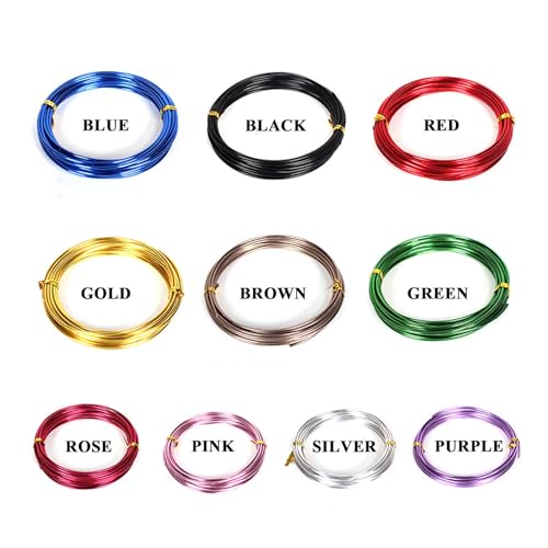 WSYCWG 10 Rolls Aluminum Craft Wire Multi-Colored Flexible Metal Wire Diameter 1Mm Suitable for Model Making and Craft Making