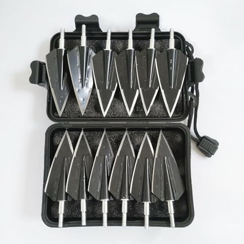 e5e10 Archery Hunting Broadheads Screw-in Cutting Blade 150 Grain Arrow Tips for Recurve Bow and Compound Bow Crossbow-Compatible(12pcs) (Dhl-hs12pcs)