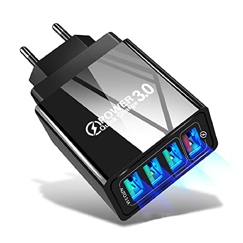 4 Caricatore Usb QC 3.0 Rapido Caricatore Muro Caricabatterie Spina Alimentatore USB Multiplo Alimentatore Presa Carica Adattatore IPhone Samsung Huawei Xiaomi HTC LG Motorola Honor IPad Etc