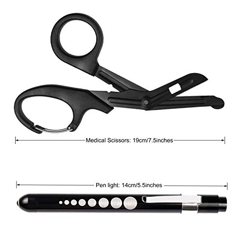 image for Romeda Pen Light and Medical Scissors, LED Penlight with Pupil Gauge a