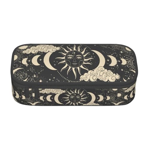 Image of Moon And Sun, Mysterious Astrology Large Pencil Case, Pencil Pouch With Zipper Compartments Stationery Pencil Bag For Kids Teens Students School Supplies
