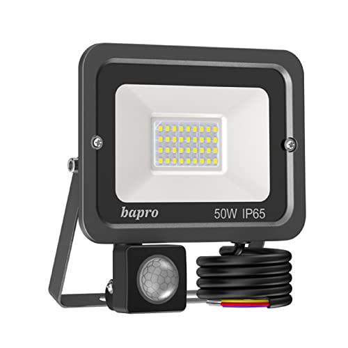 50W LED Strahler mit Bewegungsmelder Außen, 5000LM Superhell LED Fluter Aussen Scheinwerfer 3000K Warmweiß LED Flutlicht Aussenstrahler LED Scheinwerfer für Garten Sportplatz IP65 Wasserdicht Cover