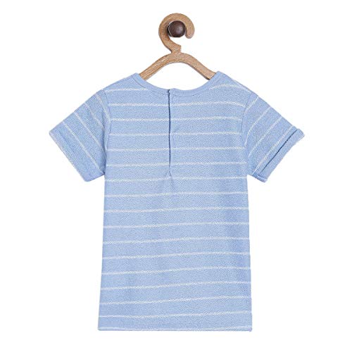 Image of miniklub Boys Blue Striped Round Neck T-Shirt