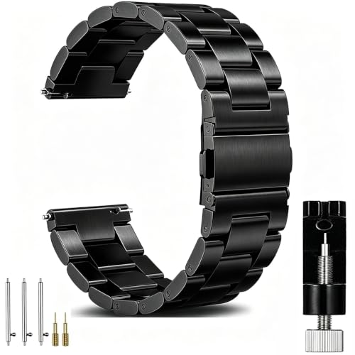 OTOPO Kompatibel Galaxy Watch 3 45mm Armband/46mm SM-R800 Armband & Gear S3 Armband Frauen Männer 22mm Metallarmband für Samsung Gear S3 Frontier (Schwarz)