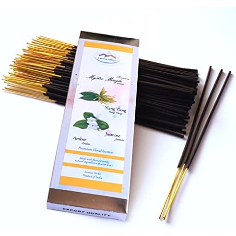 Aroma Valley Incense Sticks - Ylang Ylang, Jasmine and Amber Artisan Blend - Hand-Dipped Premium Quality Natural Incense Sticks - 75 Grams - 50+ Sticks - Uplifting, Stress-Relief, Relaxation Cover