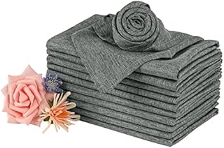 WELTRXE Cloth Napkins Set of 12, 45 x 45cm Washable Faux Linen Napkin Cloth, Reusable Durable Dinner Napkins for Wedding Banquet Party Events Christmas Hotel Restaurant Family Home Table, Grey